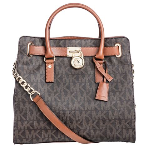 michael kors hamilton large north south brown logo tote bag